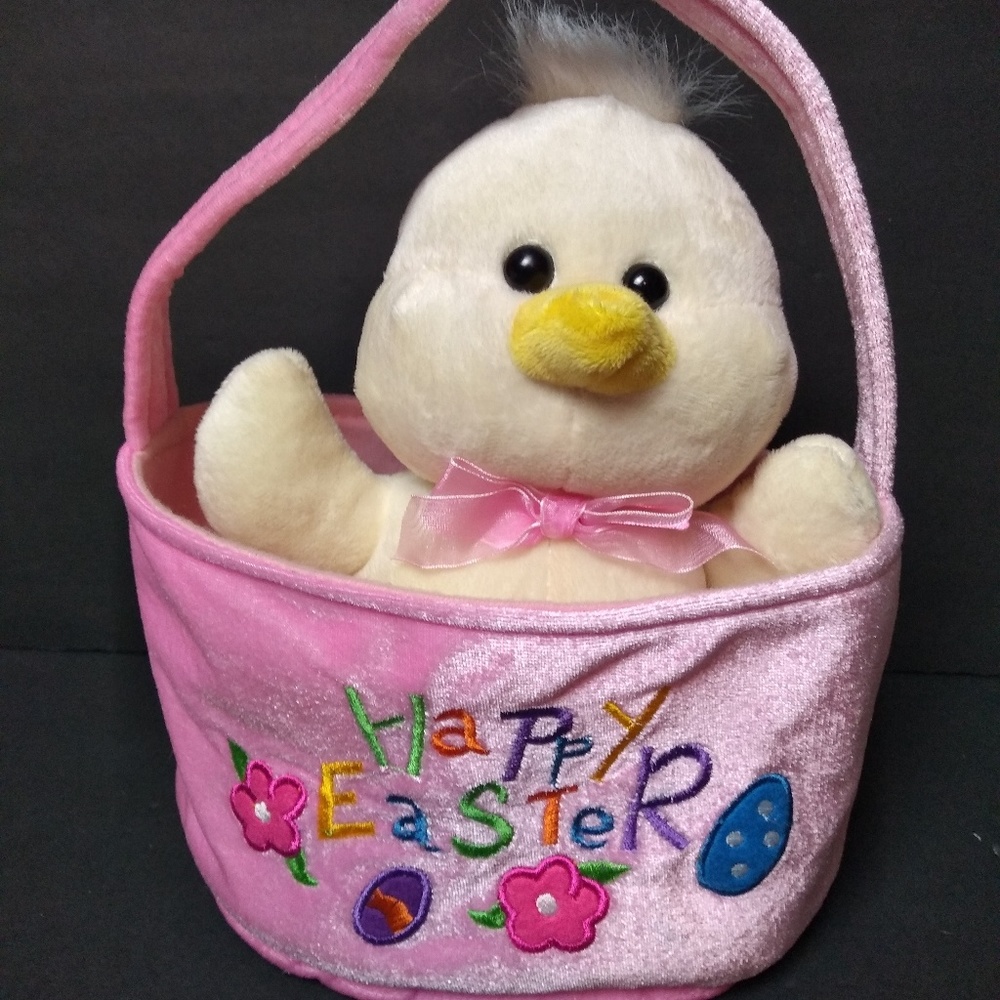 Happy Easter Bunny Basket Plush